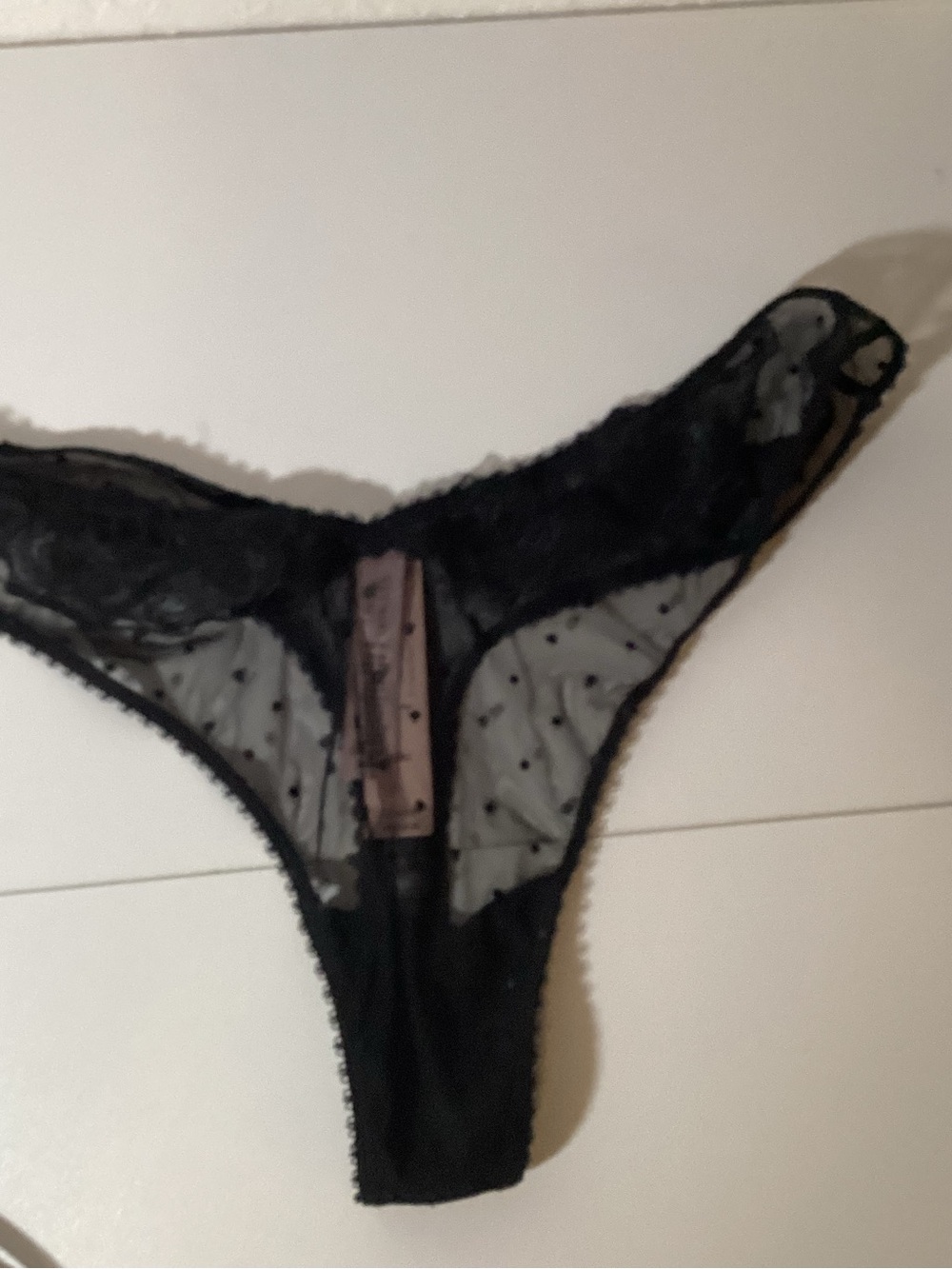 Victoria's Secret Black Sheer Lace Thong